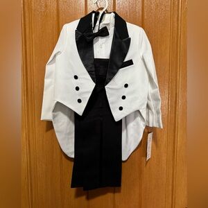 Children's White & Black Tuxedo Suit with Bow Tie